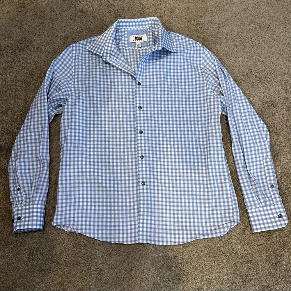 Joseph Abboud Collared Button Down Plaid Long Sleeve Dress Shirt